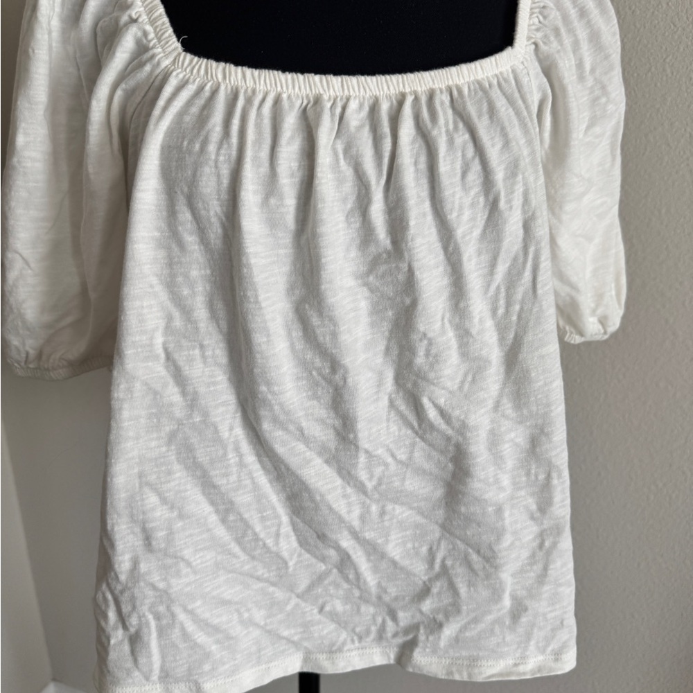 Old Navy Cream Blouse with Puff Sleeves